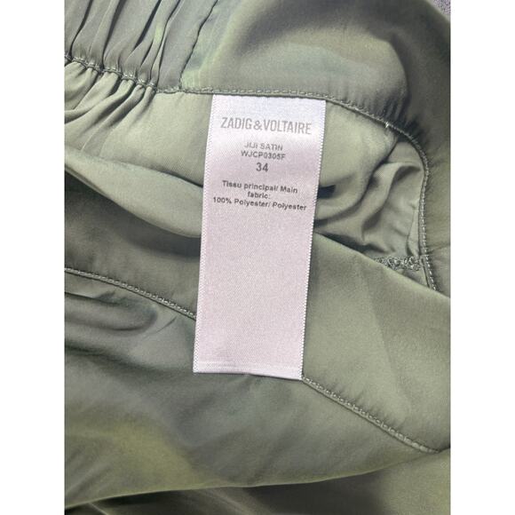 Zadig & Voltaire‎ NWOT Women's High Waisted Ruched Green Khaki Skirt Size 34 - Picture 5 of 6
